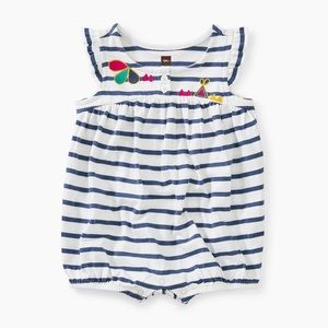 Tea Collection Embroidered Henley Romper (9-12 mo)